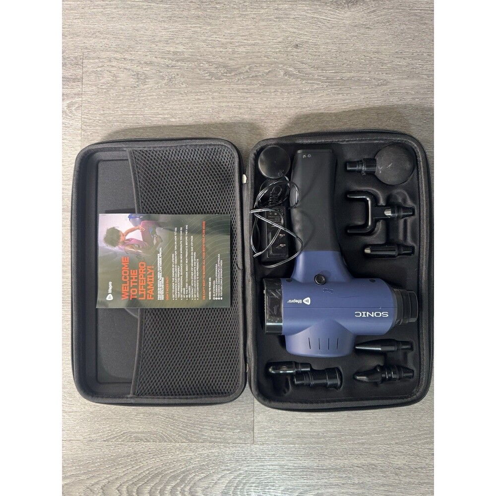 LifePro Sonic Percussion Massage Gun Deep Tissue Massager w Attachments Case